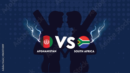 Afghanistan vs South Africa Match , South Africa vs Afghanistan  cricket match ,Cricket match concept with creative illustration