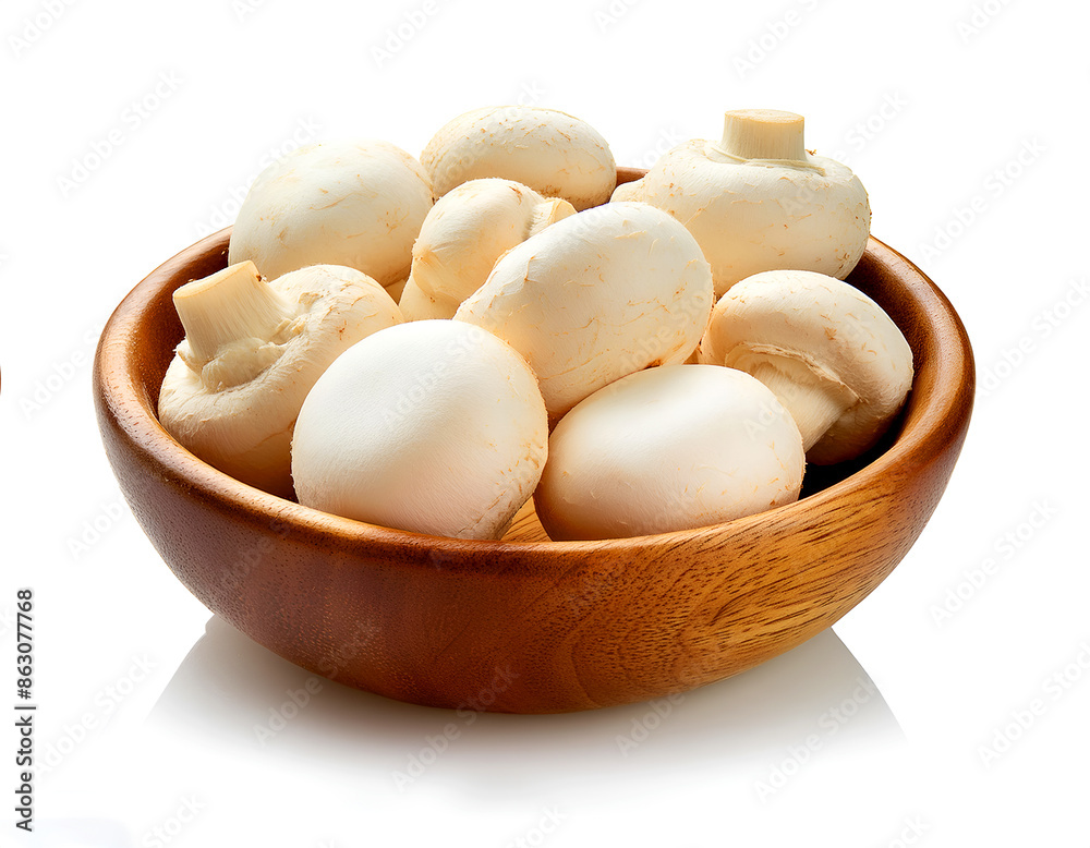 mushrooms in a bowl isolated on white background mushrooms in a bowl isolated on white background