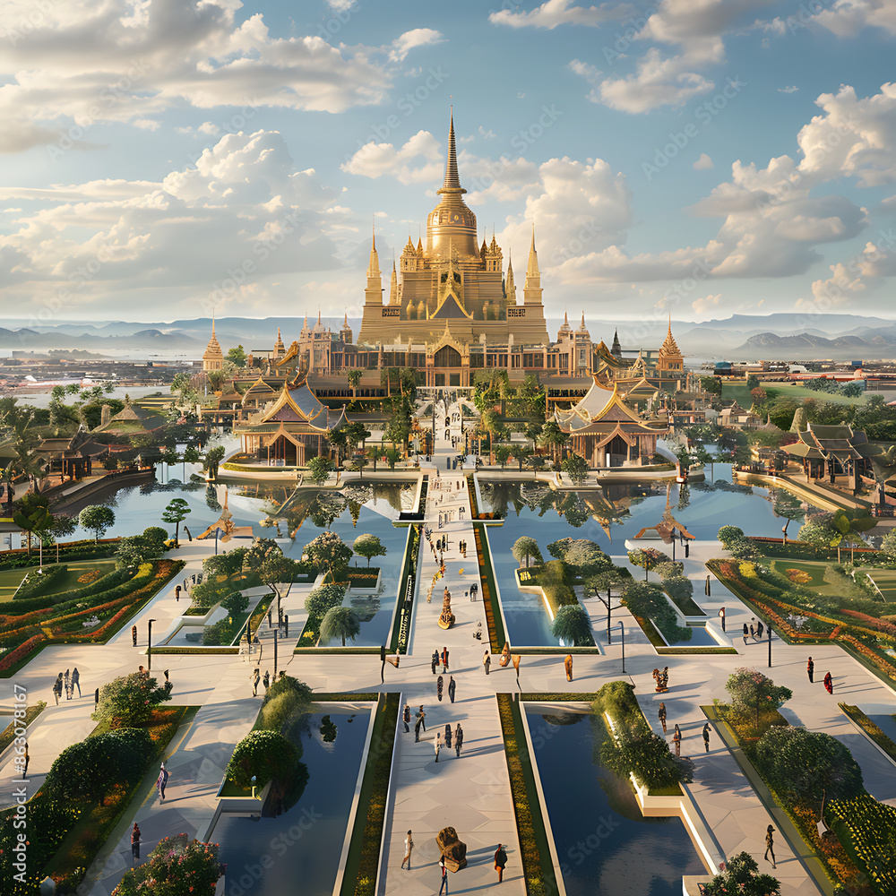 Obraz premium Parisian cityscape view from Eiffel Tower, capturing the urban panorama of architecture, churches, and the Seine River