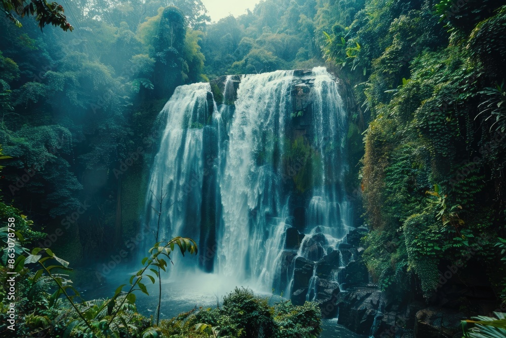 Panoramic beautiful deep forest waterfall Panoramic beautiful deep forest waterfall in Thailand Panoramic beautiful deep forest waterfall Panoramic beautiful deep forest waterfall in Thailand