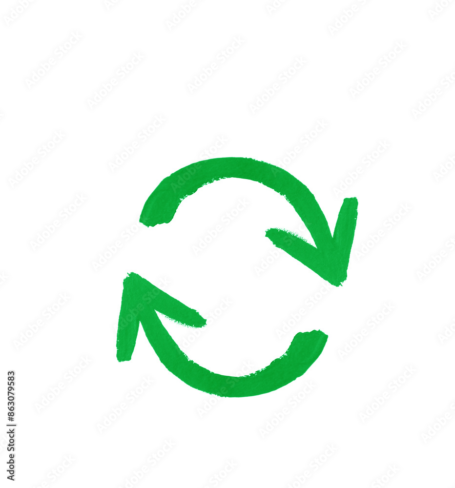 Watercolor recycling sign isolated on white background. Watercolor recycling sign isolated on white background.