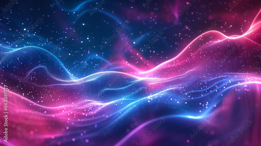 Vibrant Neon Waves Background, Generative AI Vibrant Neon Waves Background, Generative AI