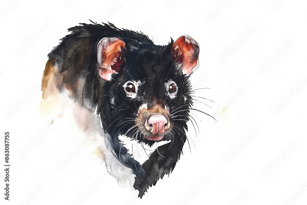 Φωτογραφία Watercolor Painting of a Curious Animal with Open Copy Space