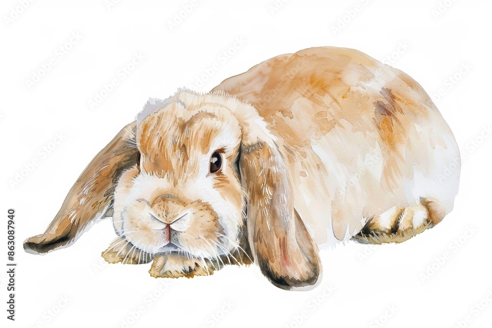 Tableau sur toile Watercolor Bunny Illustration: Serenity and Innocence With Ample Copy Space