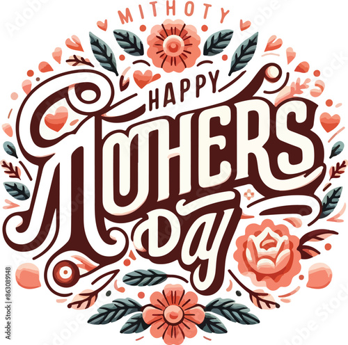 happy mothers day vector art illustrator