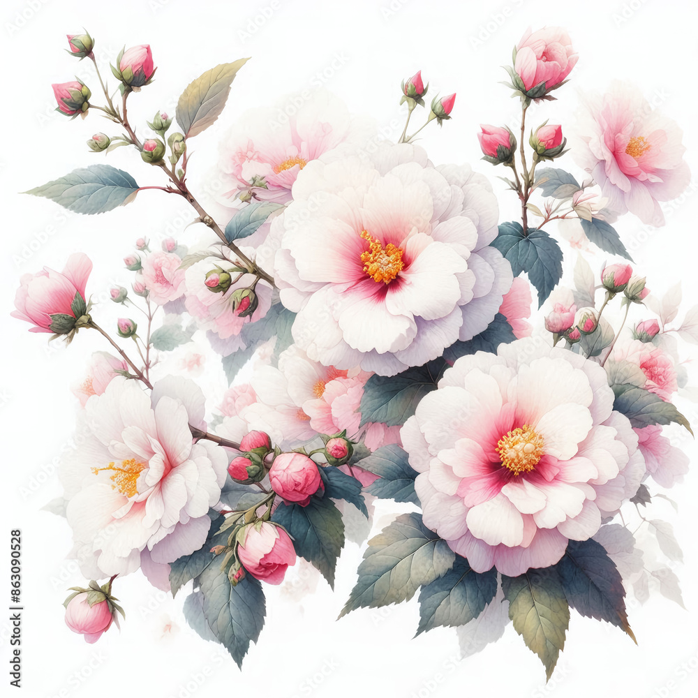 흰 배경, 무궁화, 수채화 (White background, Mugunghwa, water colour) 흰 배경, 무궁화, 수채화 (White background, Mugunghwa, water colour)