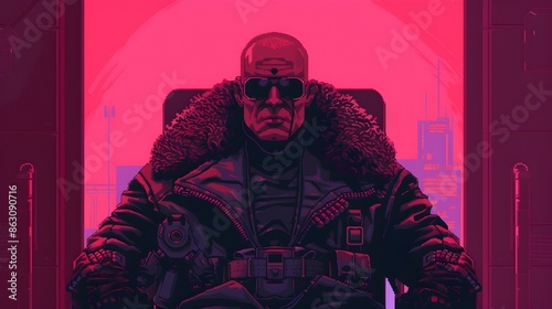 Pixel Art of Rebel Leader Masterminding Daring Resistance Movement photo