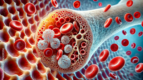 bone marrow producing new blood cells,process of hematopoiesis photo