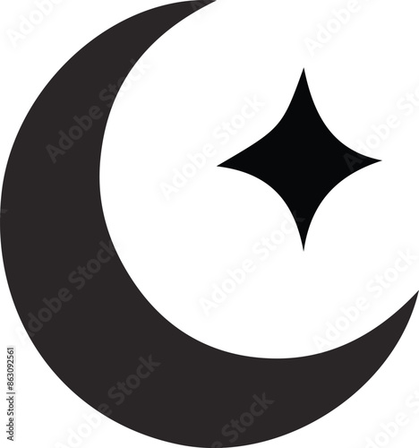 Print. moon with star. Ai generated.
