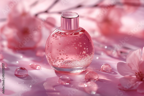 Colorful background cosmetics product and perfume bottle image