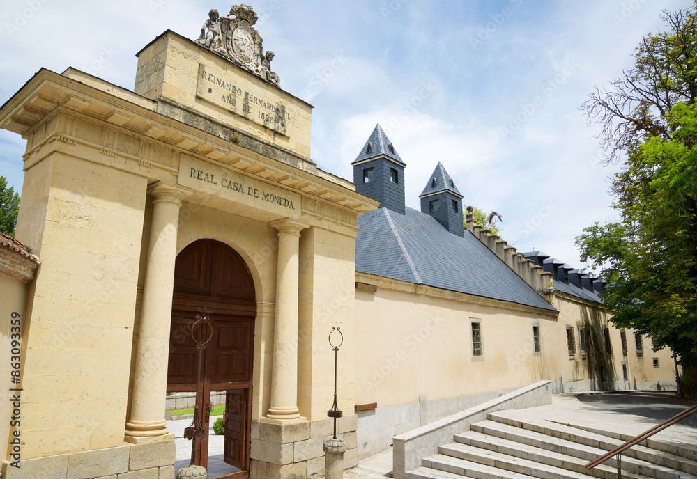 Fototapeta premium Entrance to Royal Mint building in Segovia city