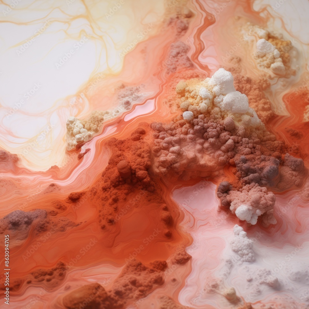 Fototapeta premium Abstract Coral and Sienna Liquid Art with Textured Patterns
