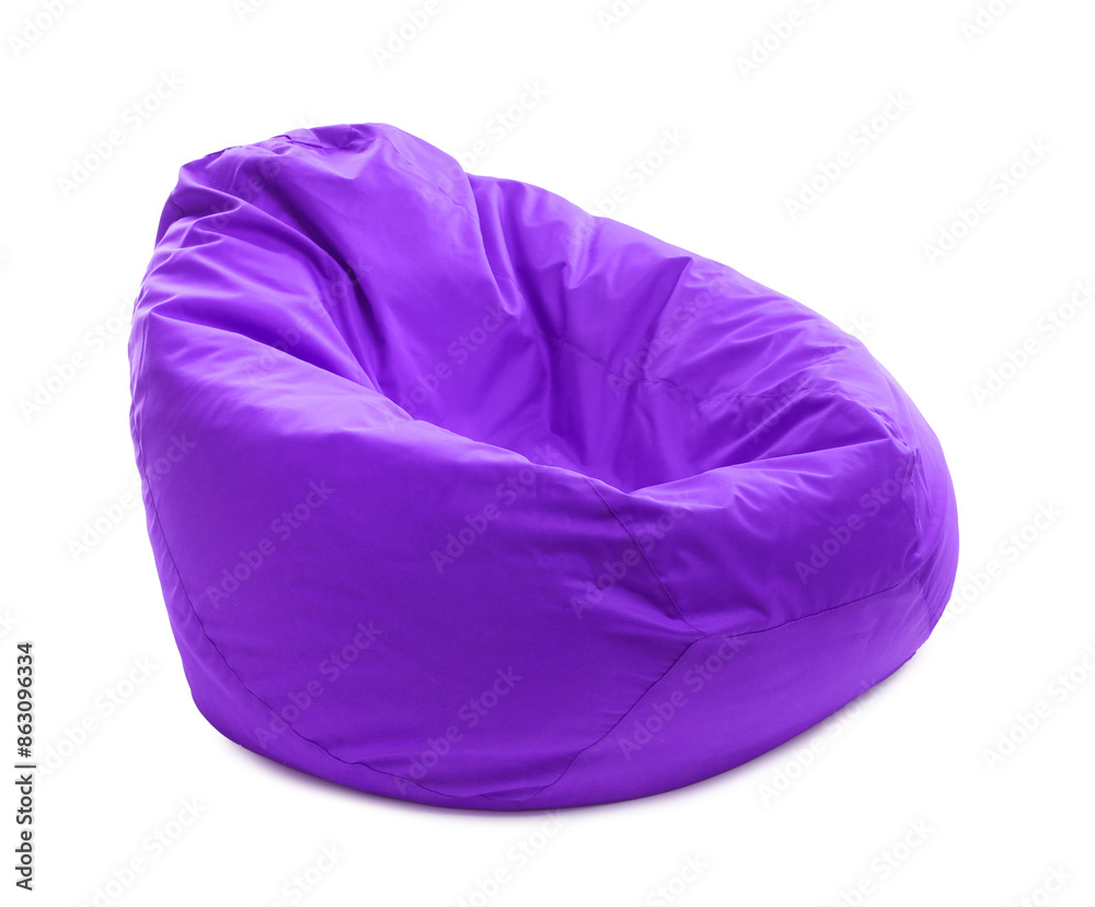 One purple bean bag chair isolated on white One purple bean bag chair isolated on white