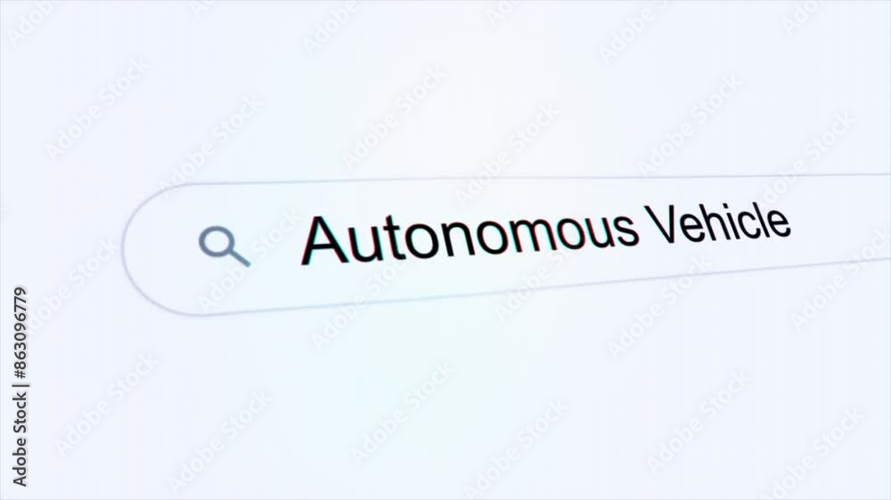 Autonomous Vehicles typing on internet search bar computer screen Autonomous Vehicles typing on internet search bar computer screen