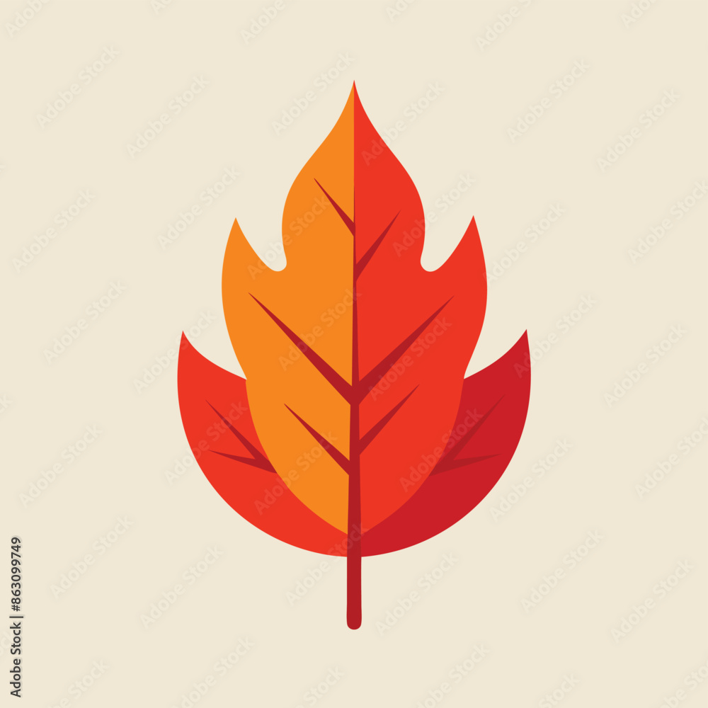 Minimalist Vector Autumn Leaf

