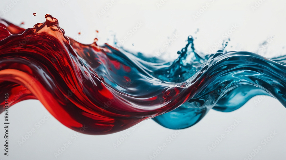 red and blue water splashes isolated on white red and blue water splashes isolated on white