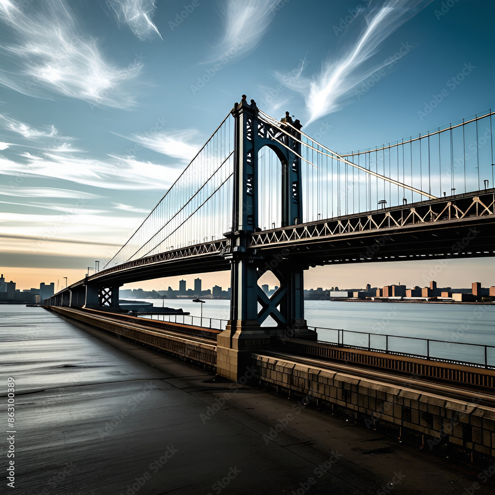 Fototapeta premium 거대한 대교와 회색빛 하늘과의 만남