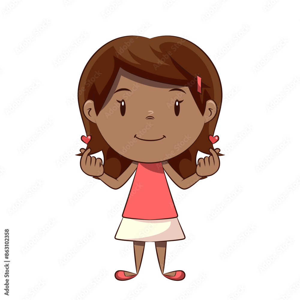 Little girl finger heart sign Little girl finger heart sign