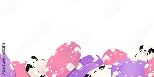 Border of colorful gambling chips. Vector illustration EPS10.