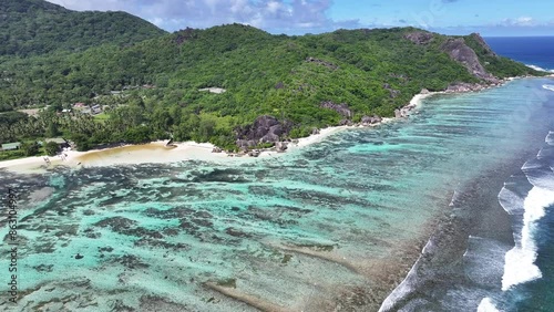 Anse Source D Argent Beach At La Digue Island In Victoria Seychelles. Indian Ocean Landscape. Beach Paradise. La Digue Island At Victoria. Seascape Outdoor. Archipelago Background. Tourism Travel. photo