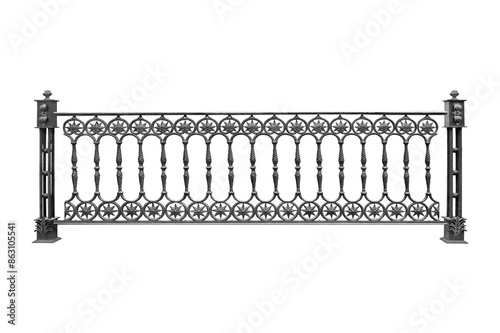long metal fence. B.