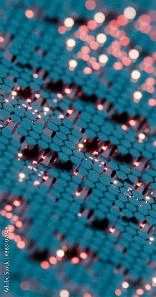 Obraz premium Abstract 3D Hexagonal Grid with Glowing Highlights..