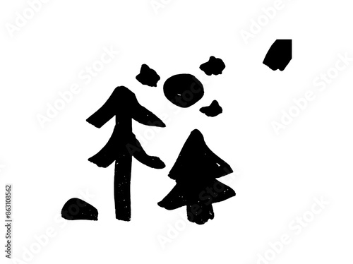 doodle abstract scribble vector design with spruce trees