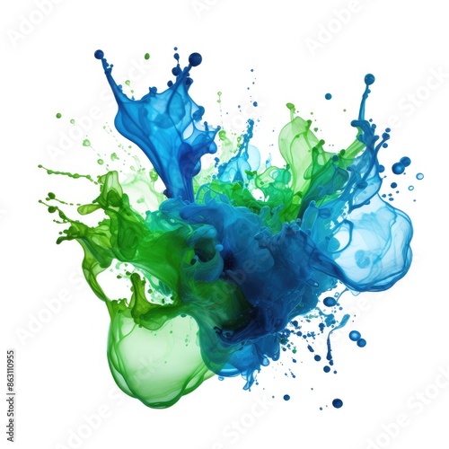 Blue and Green Paint Splash Collision