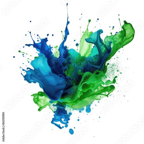 Abstract Blue and Green Paint Splash