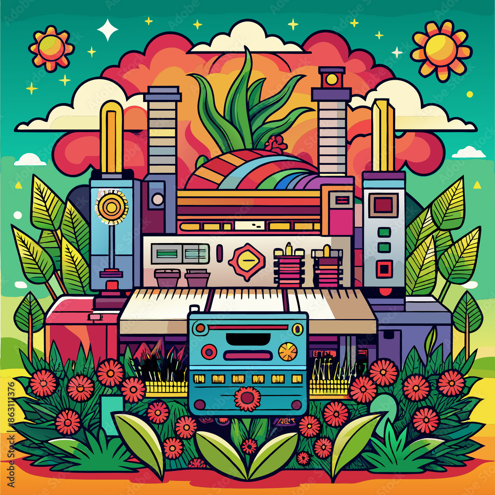 train, car, cartoon, vector, illustration, bus, transport, city ...