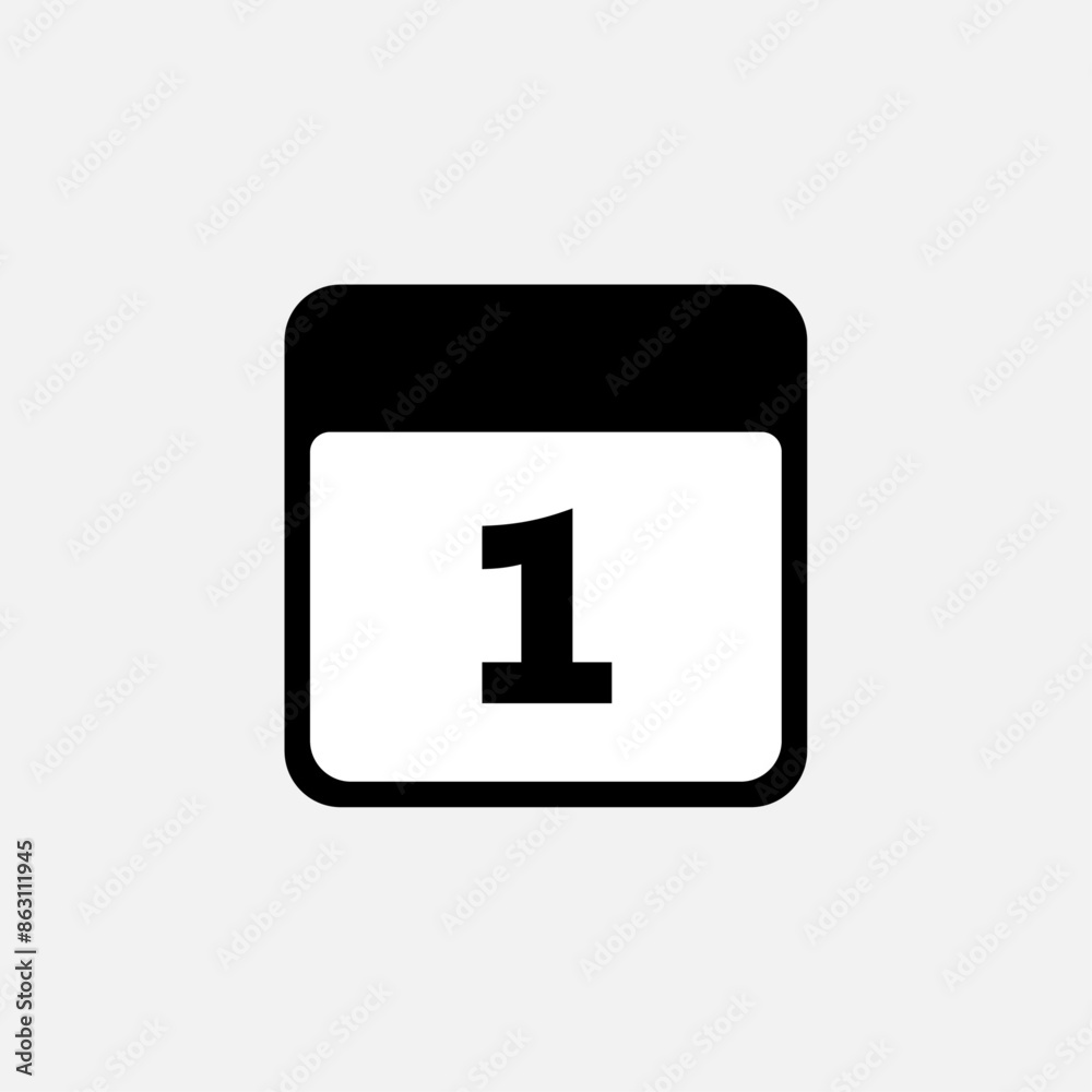 1th day of the month, minimalist calendar. Vector icon 1th day of the month, minimalist calendar. Vector icon