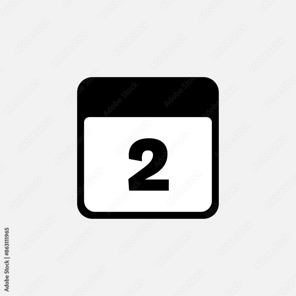 2th day of the month, minimalist calendar. Vector icon 2th day of the month, minimalist calendar. Vector icon