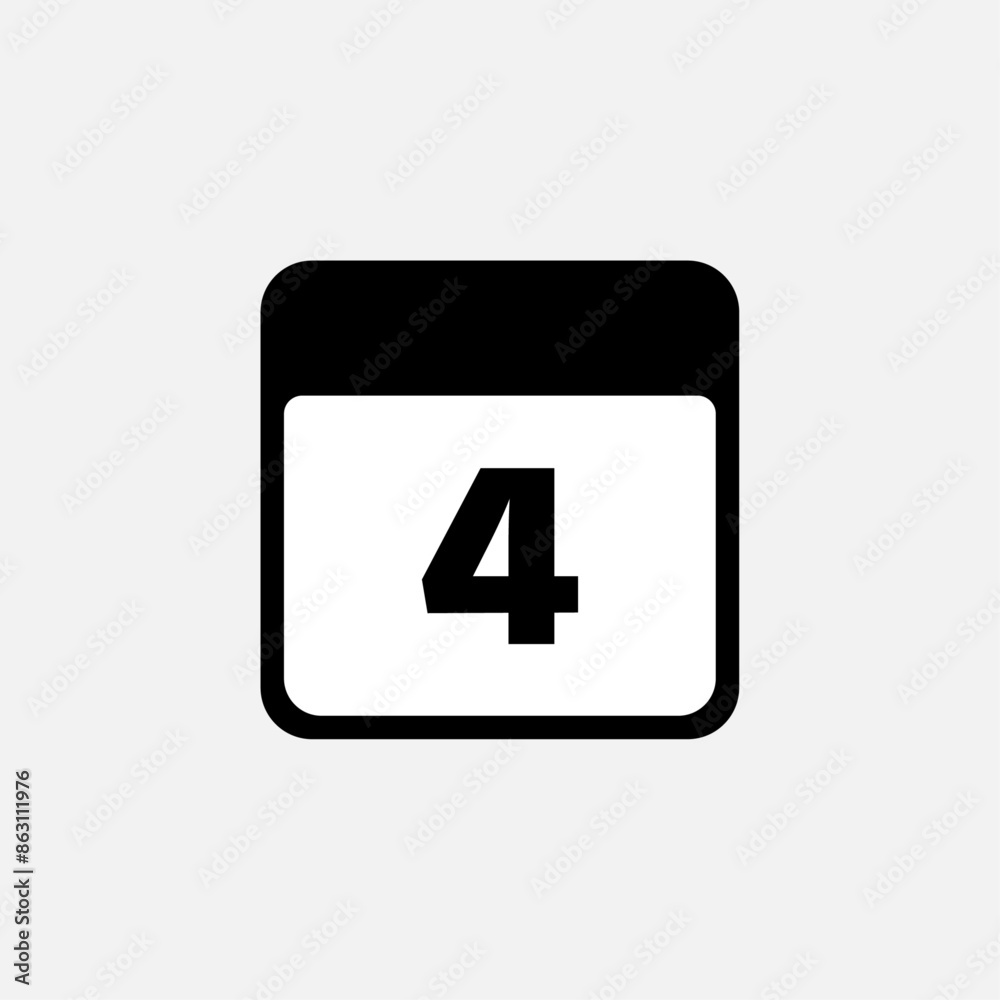 4th day of the month, minimalist calendar. Vector icon 4th day of the month, minimalist calendar. Vector icon