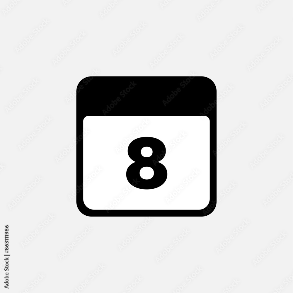 8th day of the month, minimalist calendar. Vector icon 8th day of the month, minimalist calendar. Vector icon