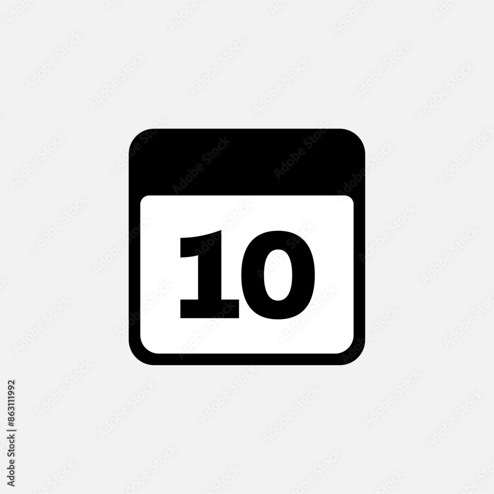 10th day of the month, minimalist calendar. Vector icon 10th day of the month, minimalist calendar. Vector icon