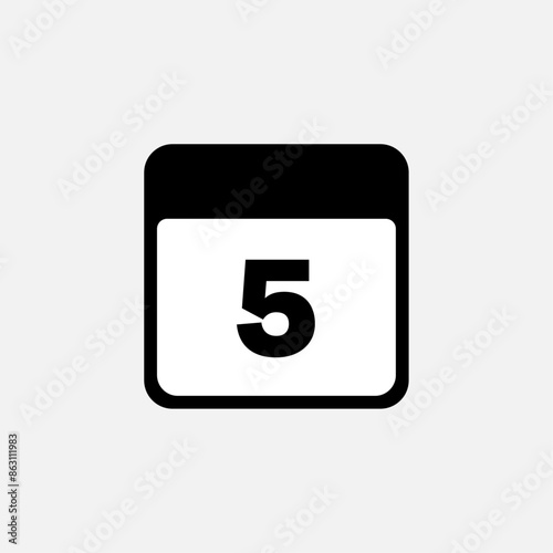 5th day of the month, minimalist calendar. Vector icon