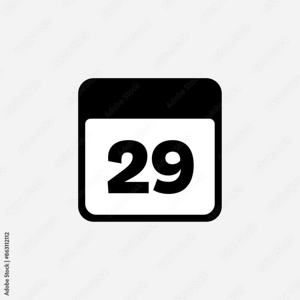 29th day of the month, minimalist calendar. Vector icon 29th day of the month, minimalist calendar. Vector icon