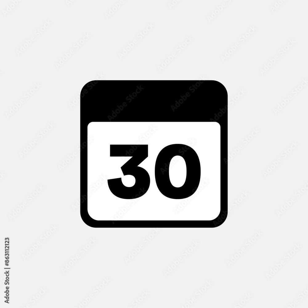 30th day of the month, minimalist calendar. Vector icon 30th day of the month, minimalist calendar. Vector icon