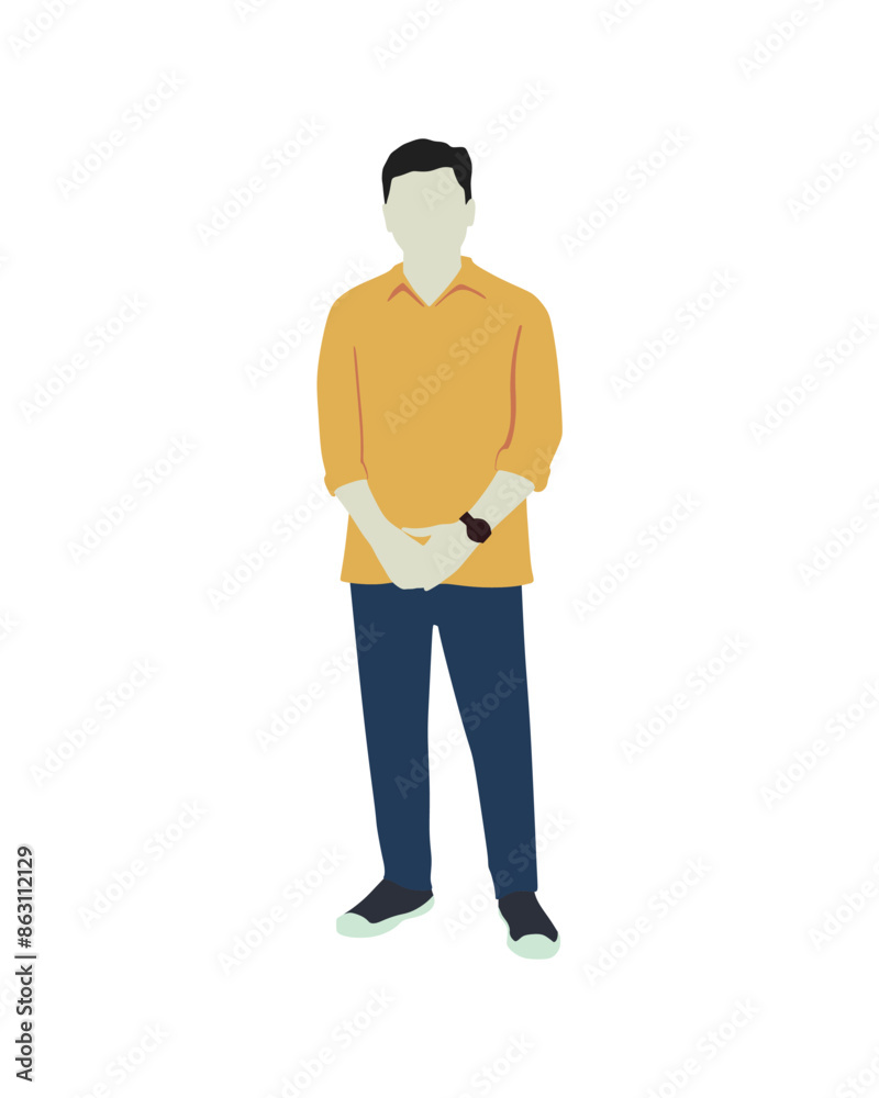 Flat vector people and illustration, man with casual outfit