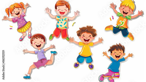 set of happy kids cutout