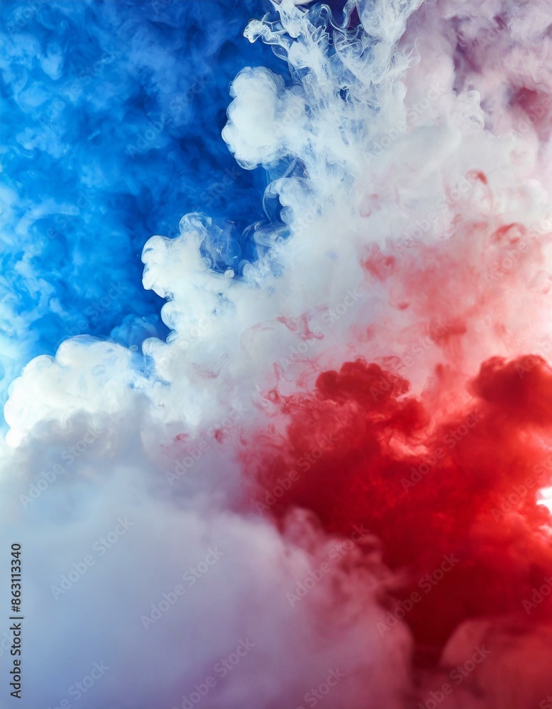 Naklejka premium Fond de fumée bleue blanche rouge