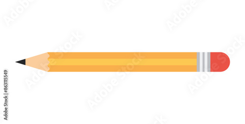 Yellow pencil modern flat vector illustration isolated on white  background. Doodle stationery, education symbol, back to school icon