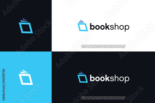 Abstract book shop logo design. Unique Book logo concept