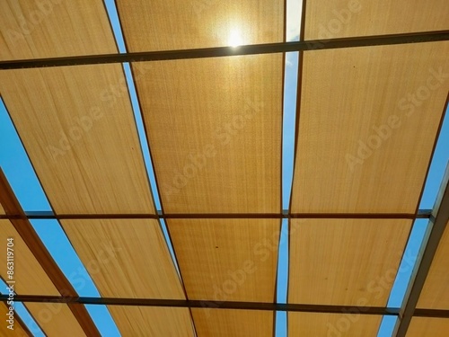 Awning outdoor roof of a cafe on the beach.