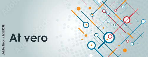 Internet technology construction. Color banner graphic background. Circles and dots connections design. Vector illustration