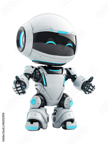 Wallpaper Mural Friendly White and Blue Robot with Large Black Visor and Open Arms. Torontodigital.ca