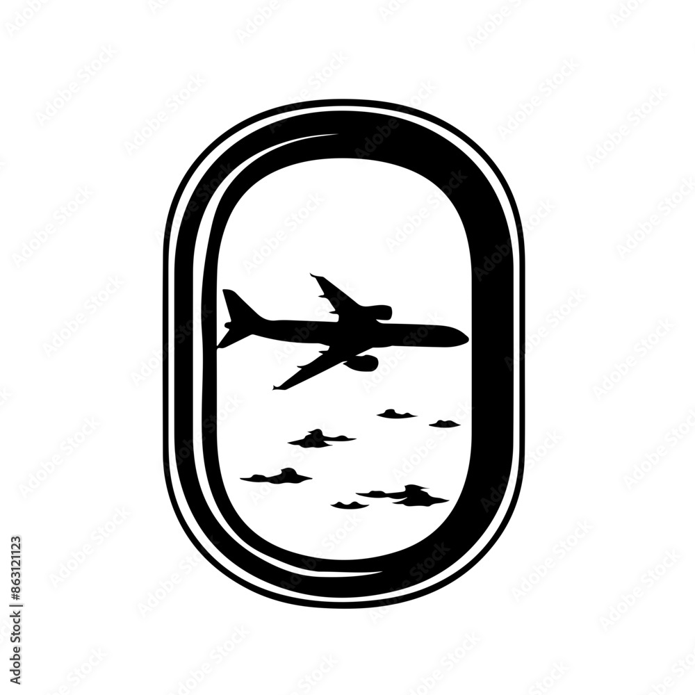 Airplane in window Vector Logo Airplane in window Vector Logo