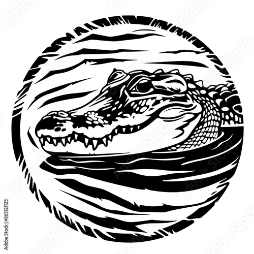 Alligator head circle Vector Logo