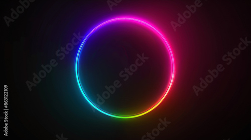 A colorful neon circle glows on a black background. It represents an action of charging or downloading something.