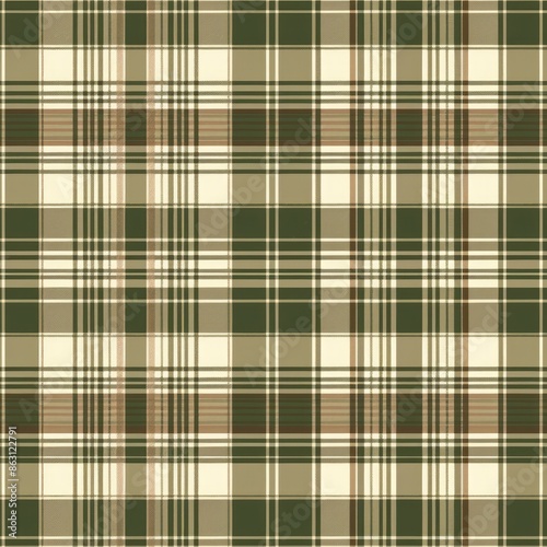 Seamless pattern ornament tartan, check in pleasant green and brown colors
